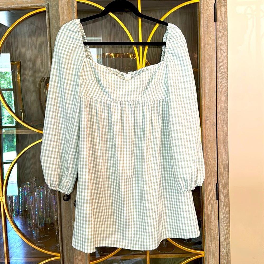 Gianni Bini gingham babydoll mini dress size 2